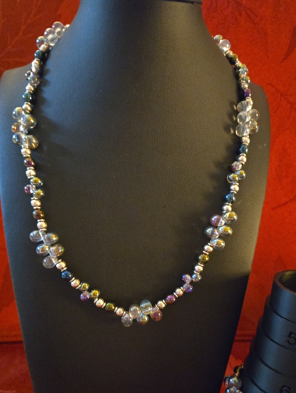 Glass Bead Multi-Color Necklace And Matching Bracelet Handcrafted Elegance